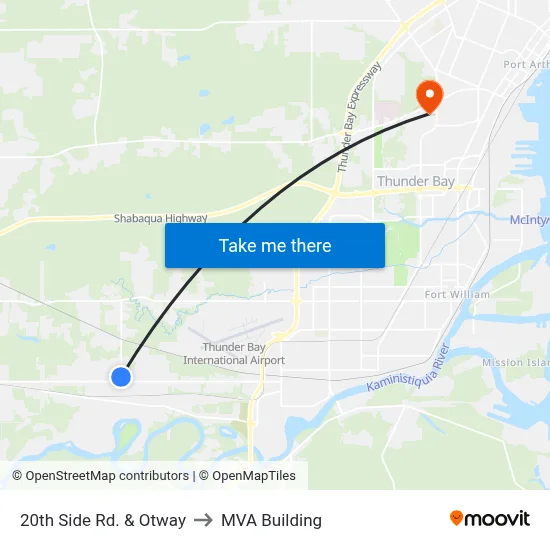 20th Side Rd. & Otway to MVA Building map