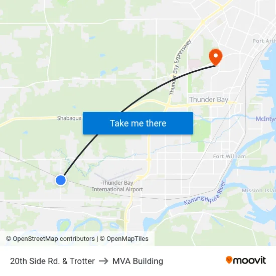 20th Side Rd. & Trotter to MVA Building map