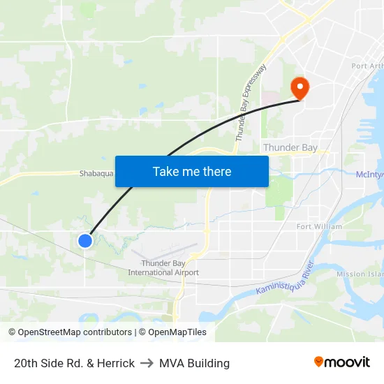20th Side Rd. & Herrick to MVA Building map
