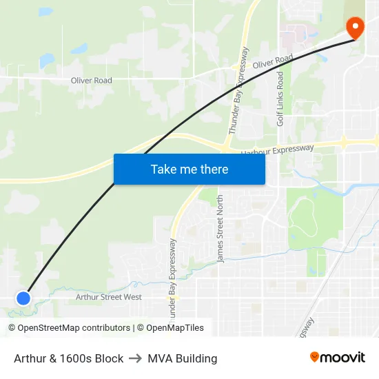 Arthur & 1600s Block to MVA Building map