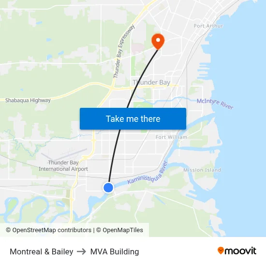Montreal & Bailey to MVA Building map
