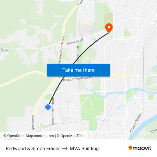 Redwood & Simon Fraser to MVA Building map