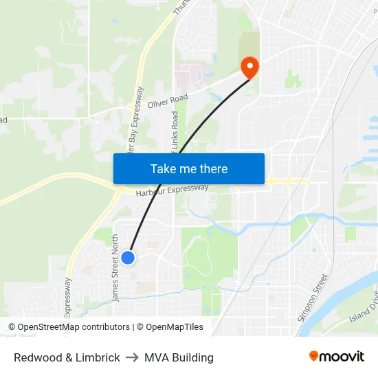 Redwood & Limbrick to MVA Building map