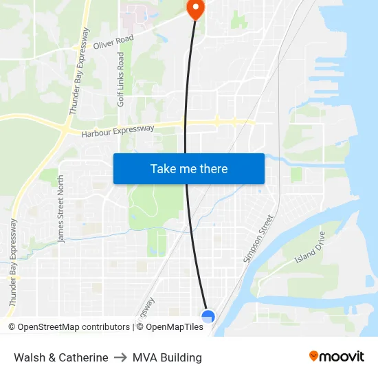 Walsh & Catherine to MVA Building map