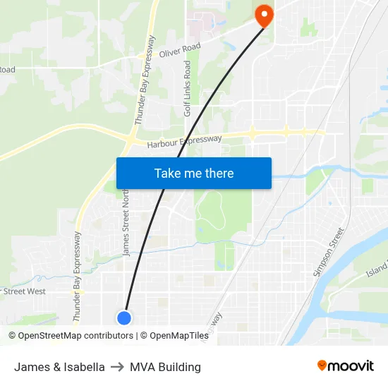 James & Isabella to MVA Building map