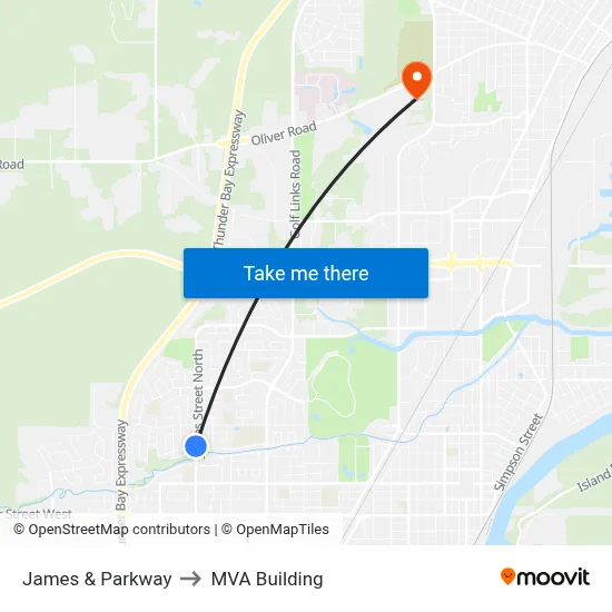 James & Parkway to MVA Building map
