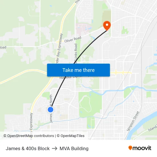 James & 400s Block to MVA Building map