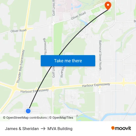 James & Sheridan to MVA Building map