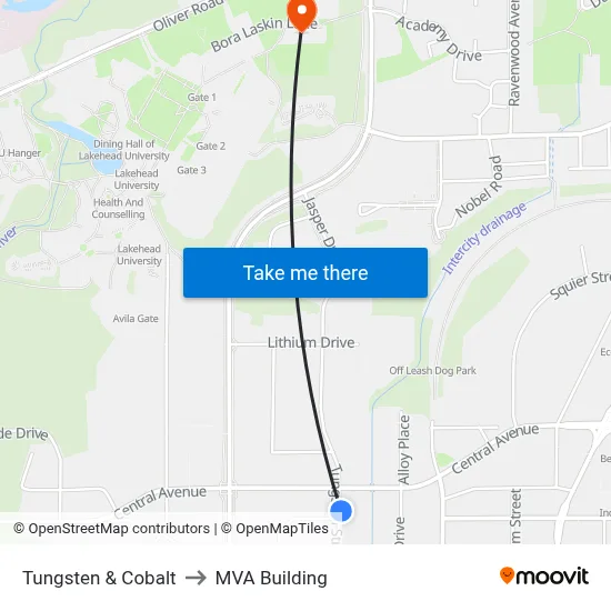 Tungsten & Cobalt to MVA Building map
