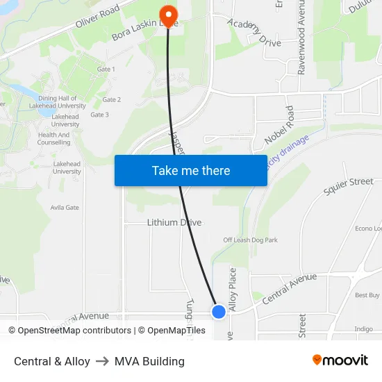 Central & Alloy to MVA Building map
