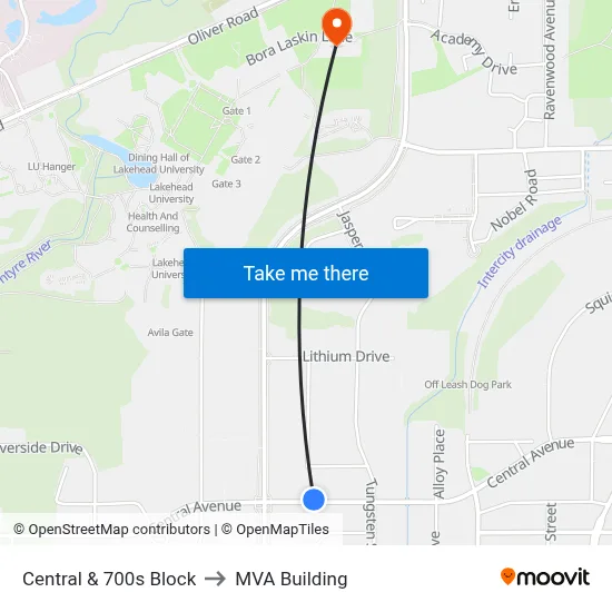Central & 700s Block to MVA Building map