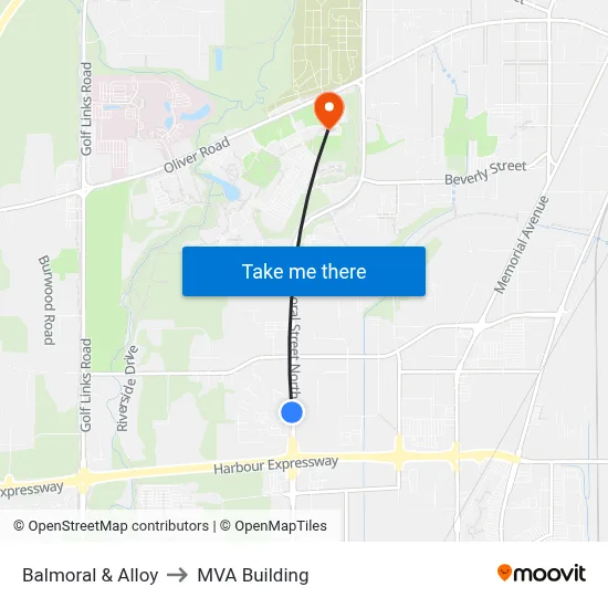 Balmoral & Alloy to MVA Building map