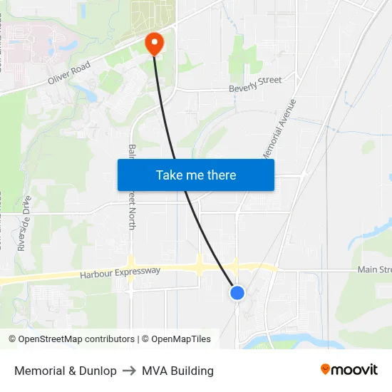Memorial & Dunlop to MVA Building map