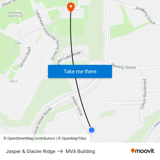 Jasper & Glacier Ridge to MVA Building map