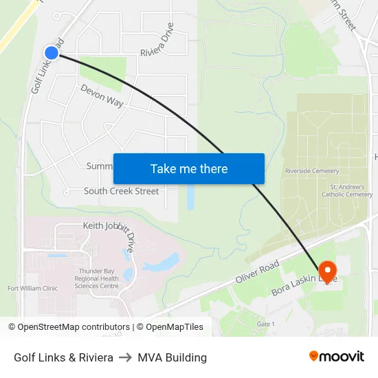 Golf Links & Riviera to MVA Building map