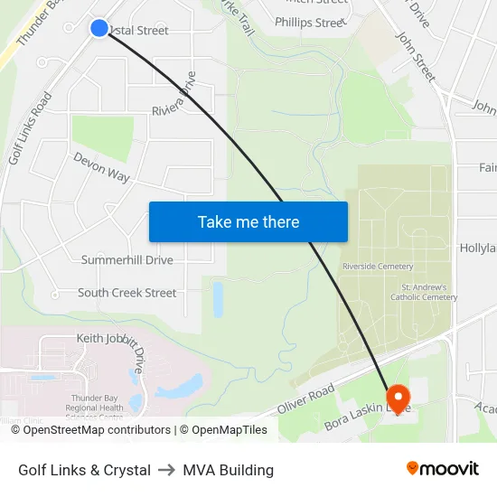 Golf Links & Crystal to MVA Building map