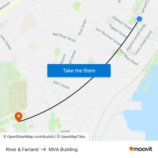 River & Farrand to MVA Building map