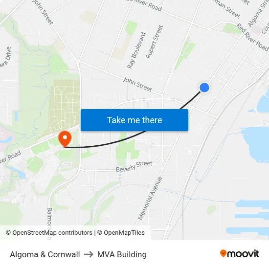 Algoma & Cornwall to MVA Building map