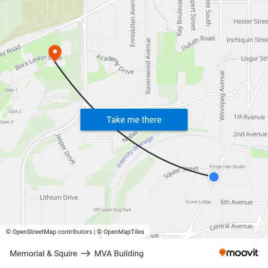 Memorial & Squire to MVA Building map