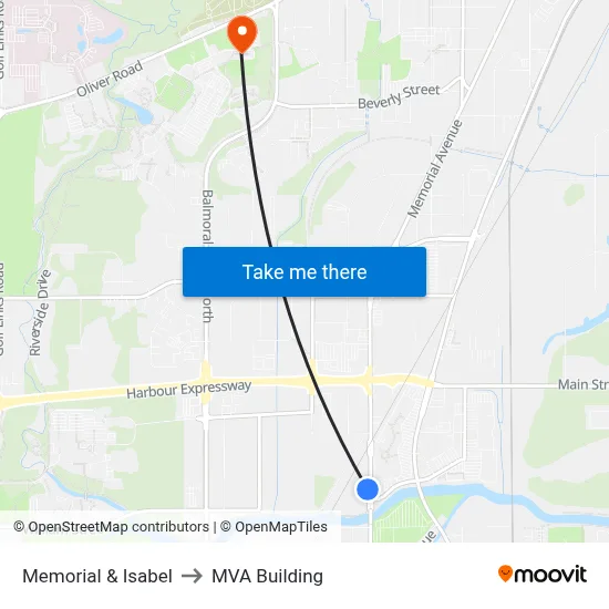 Memorial & Isabel to MVA Building map