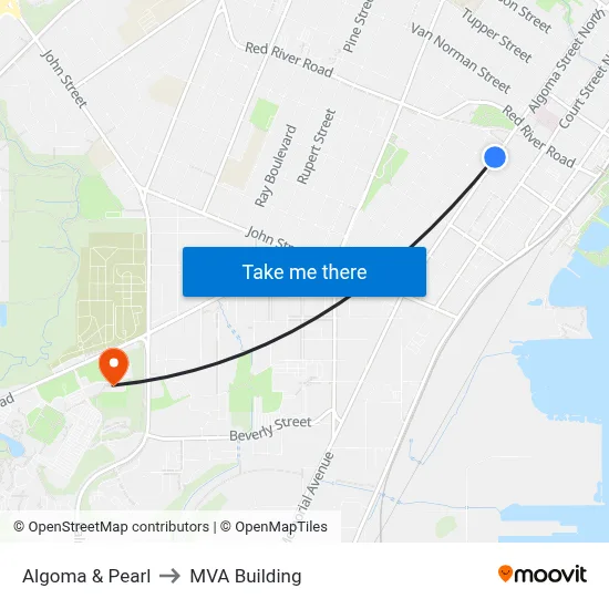 Algoma & Pearl to MVA Building map