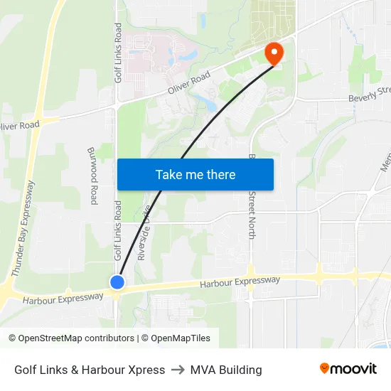 Golf Links & Harbour Xpress to MVA Building map