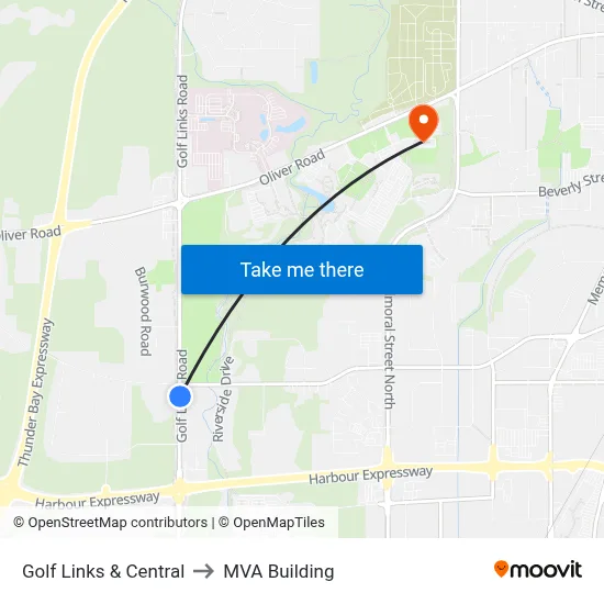 Golf Links & Central to MVA Building map