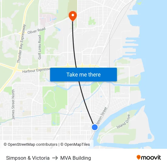 Simpson & Victoria to MVA Building map