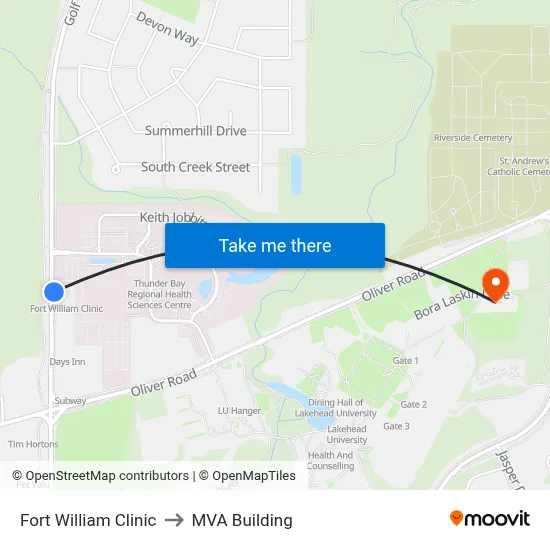 Fort William Clinic to MVA Building map