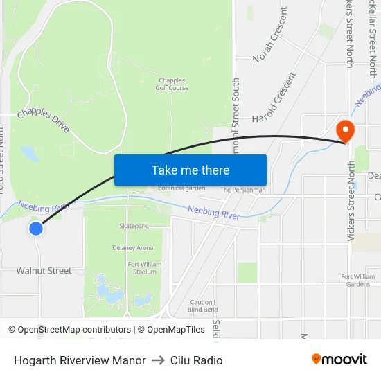Hogarth Riverview Manor to Cilu Radio map