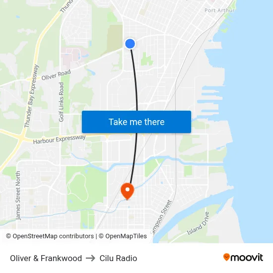 Oliver & Frankwood to Cilu Radio map