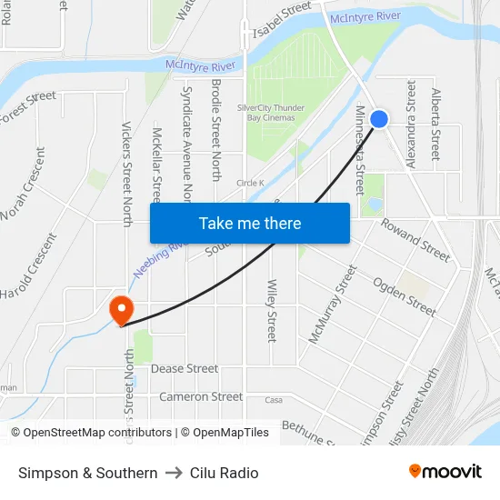 Simpson & Southern to Cilu Radio map