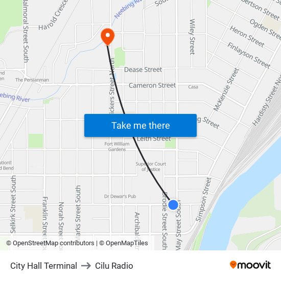 City Hall Terminal to Cilu Radio map