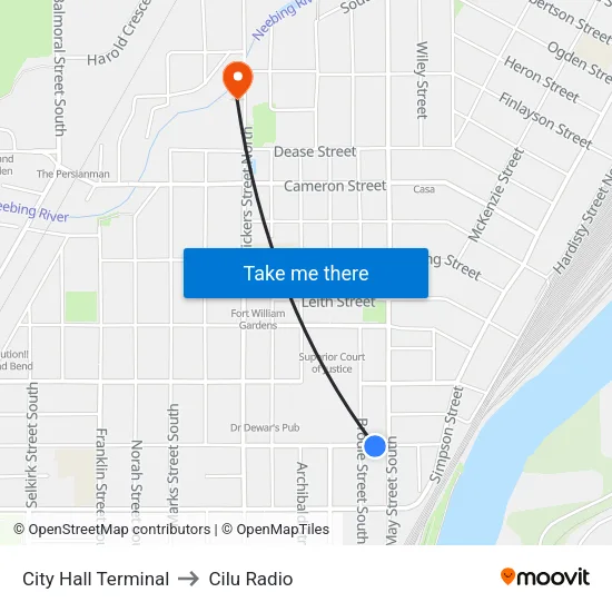 City Hall Terminal to Cilu Radio map