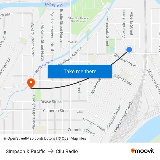 Simpson & Pacific to Cilu Radio map