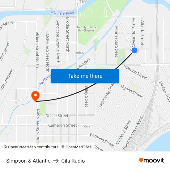 Simpson & Atlantic to Cilu Radio map