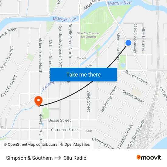 Simpson & Southern to Cilu Radio map