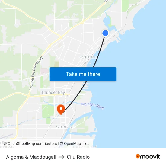 Algoma & Macdougall to Cilu Radio map