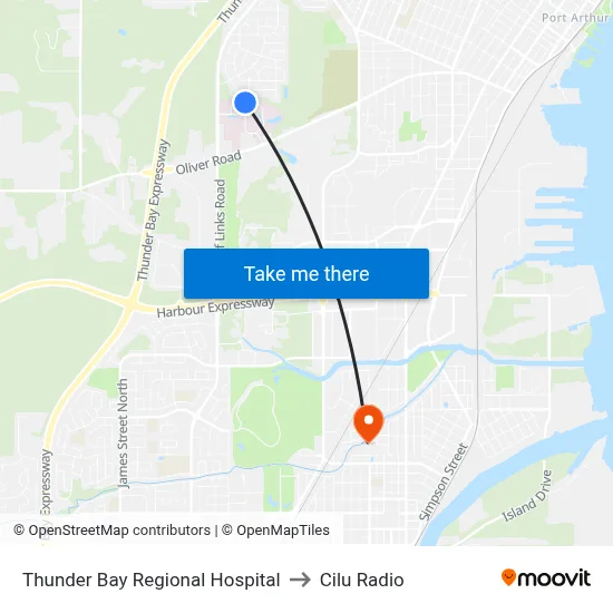 Thunder Bay Regional Hospital to Cilu Radio map