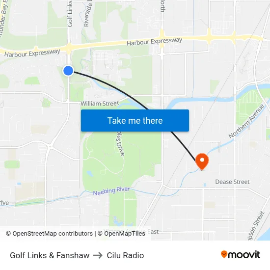 Golf Links & Fanshaw to Cilu Radio map