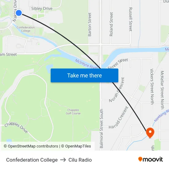 Confederation College to Cilu Radio map