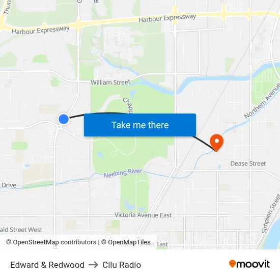 Edward & Redwood to Cilu Radio map