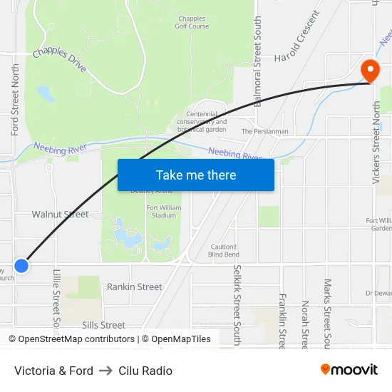 Victoria & Ford to Cilu Radio map