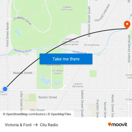 Victoria & Ford to Cilu Radio map