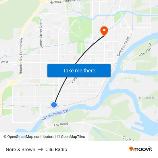 Gore & Brown to Cilu Radio map