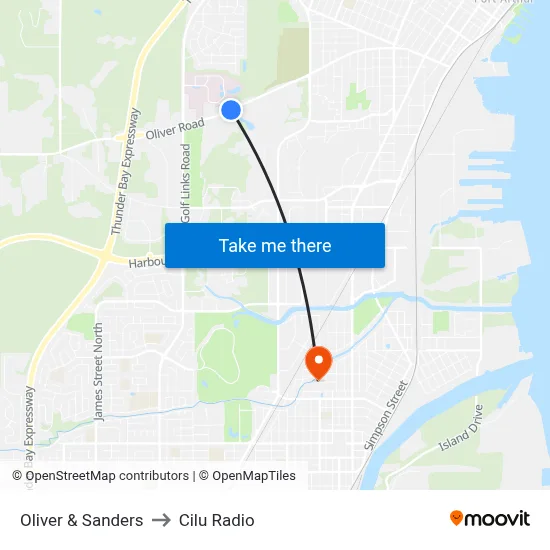 Oliver & Sanders to Cilu Radio map