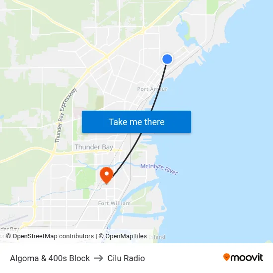 Algoma & 400s Block to Cilu Radio map
