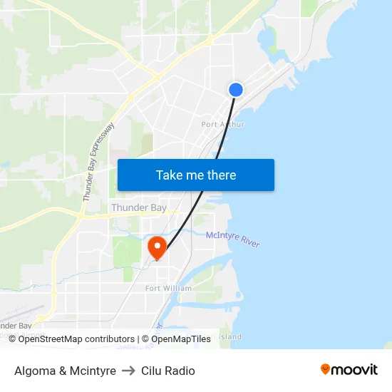 Algoma & Mcintyre to Cilu Radio map