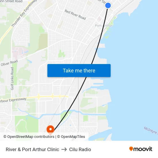 River & Port Arthur Clinic to Cilu Radio map