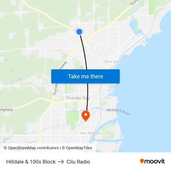Hilldale & 100s Block to Cilu Radio map